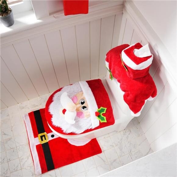 5-Piece Christmas Bathroom Set - Toilet Accessories - Picture 2 of 8